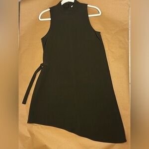 Elegant Asymmetrical Olive Green  Sleeveless Dress